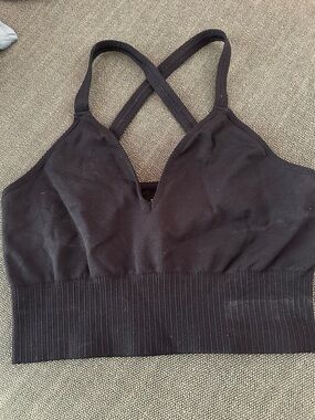 Free People Black Crisscross Ribbed Sports Bralette